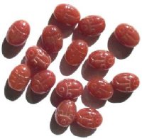 15 14mm Milky Carnelian Scarab Beetle Glass Beads